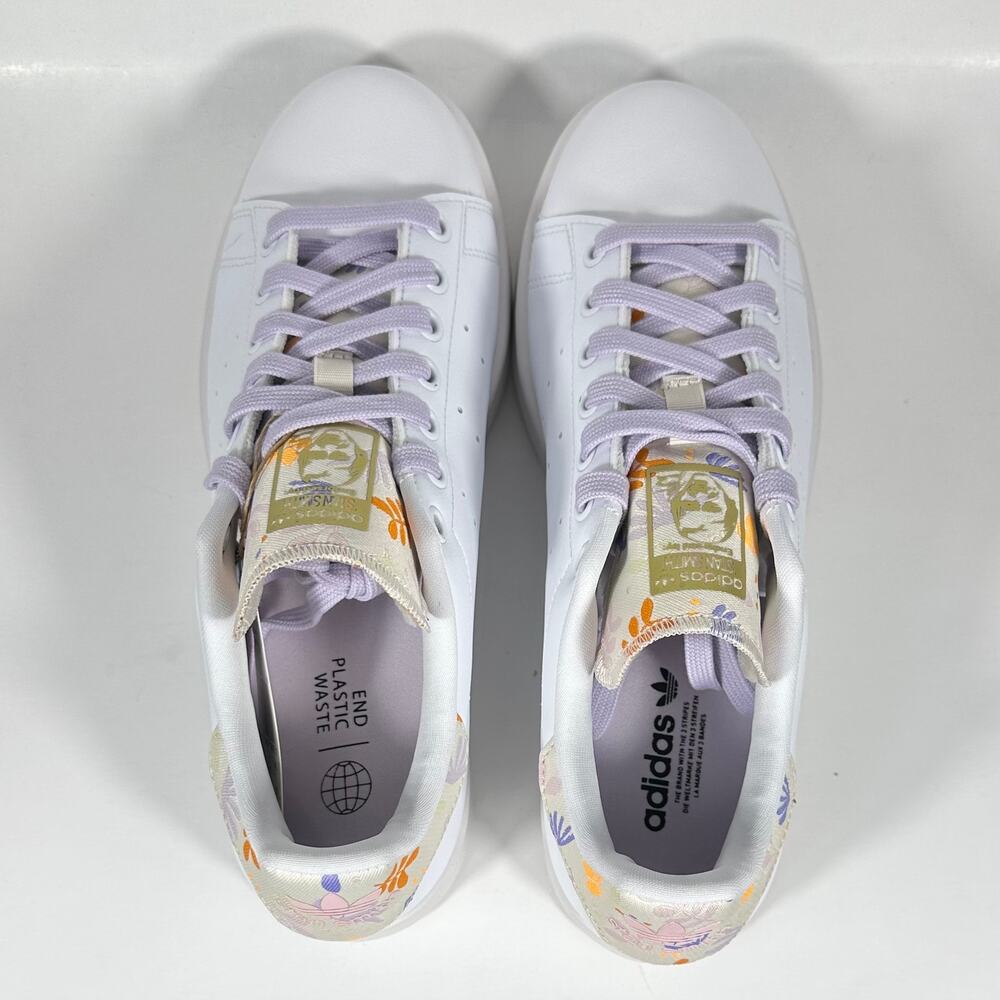 Adidas Stan Smith W “Floral Patch” White/Lilac — Women’s 8.5 — Brand New 🌸 - Picture 6 of 9